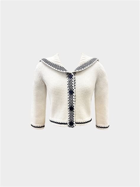 Christian Dior 2021 Mariniere Cashmere Wool Sailor Cardigan.